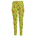 Cute Kiwi Pattern Print High-Waisted Pocket Leggings