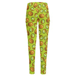 Cute Kiwi Pattern Print High-Waisted Pocket Leggings