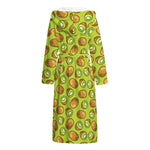 Cute Kiwi Pattern Print Hooded Bathrobe