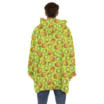 Cute Kiwi Pattern Print Hoodie Blanket