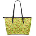 Cute Kiwi Pattern Print Leather Tote Bag With Zipper