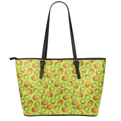 Cute Kiwi Pattern Print Leather Tote Bag