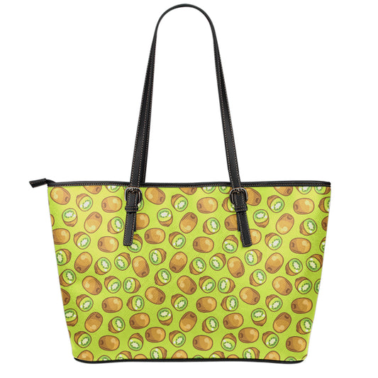 Cute Kiwi Pattern Print Leather Tote Bag