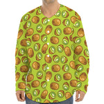 Cute Kiwi Pattern Print Long Sleeve Baseball Jersey
