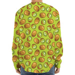 Cute Kiwi Pattern Print Long Sleeve Baseball Jersey
