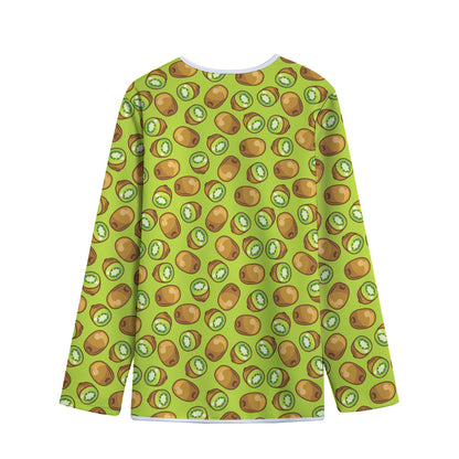 Cute Kiwi Pattern Print Long Sleeve Short Coat