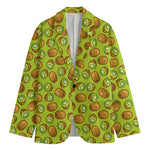 Cute Kiwi Pattern Print Men's Cotton Blazer