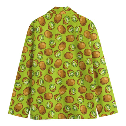 Cute Kiwi Pattern Print Men's Cotton Blazer