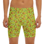 Cute Kiwi Pattern Print Men's Long Boxer Briefs