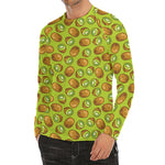Cute Kiwi Pattern Print Men's Long Sleeve Rash Guard