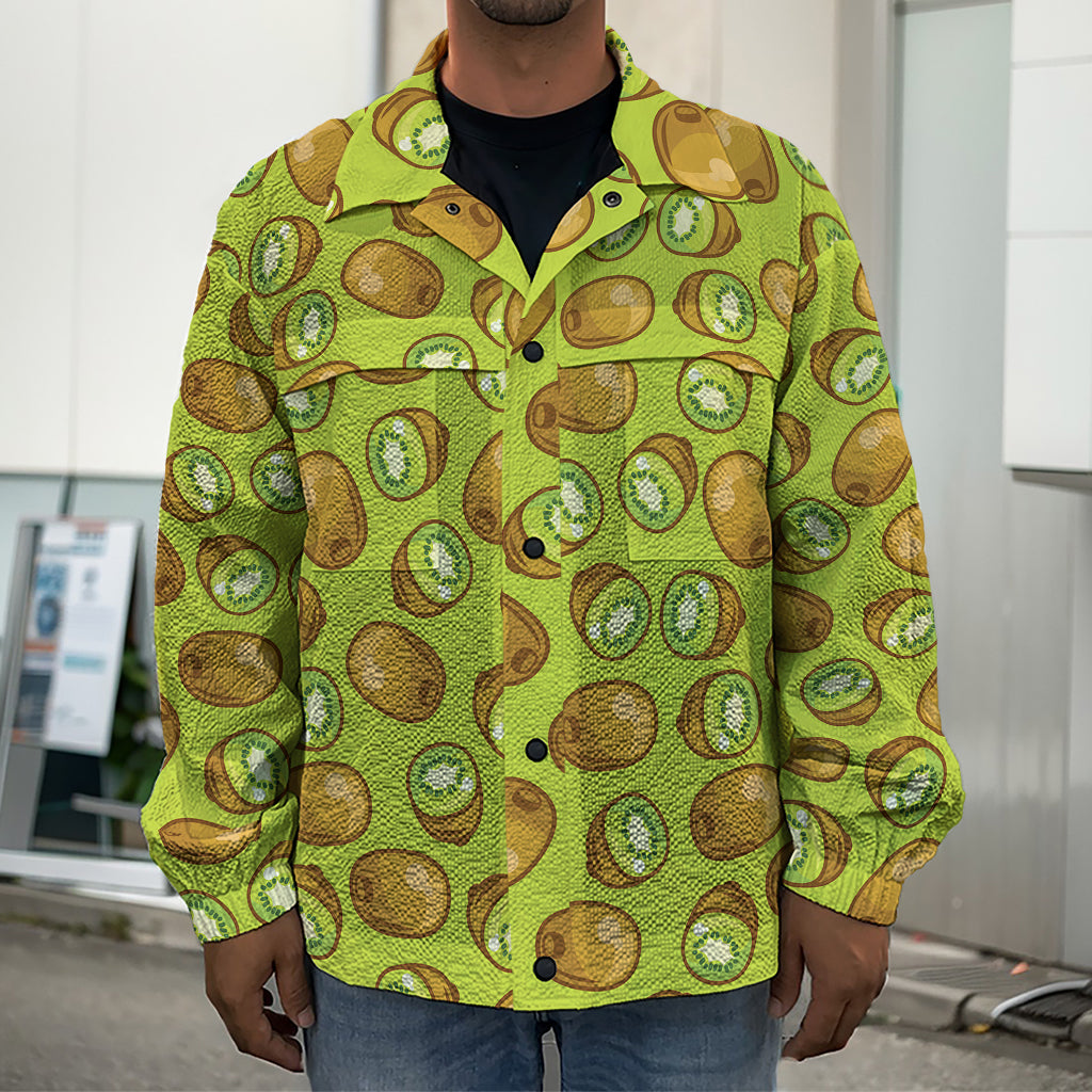 Cute Kiwi Pattern Print Men's Shirt Jacket