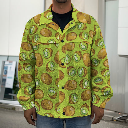 Cute Kiwi Pattern Print Men's Shirt Jacket