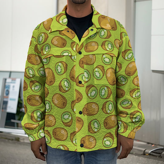 Cute Kiwi Pattern Print Men's Shirt Jacket