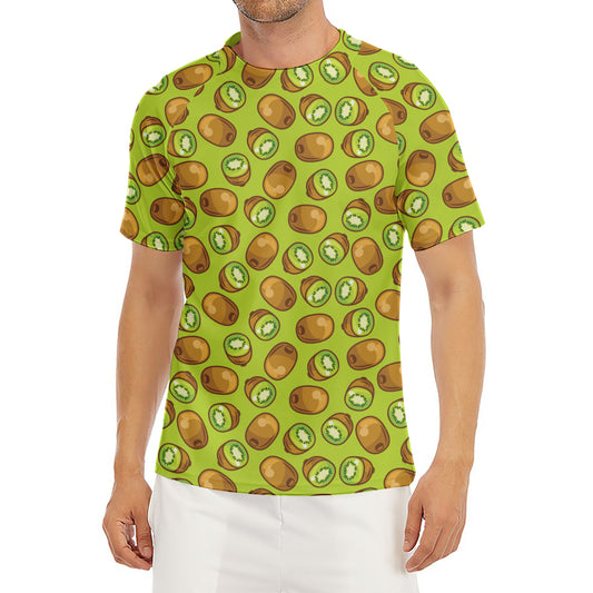 Cute Kiwi Pattern Print Men's Short Sleeve Rash Guard
