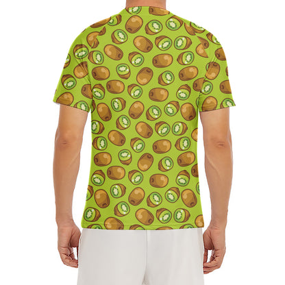 Cute Kiwi Pattern Print Men's Short Sleeve Rash Guard