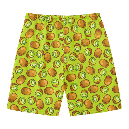 Cute Kiwi Pattern Print Men's Swim Trunks
