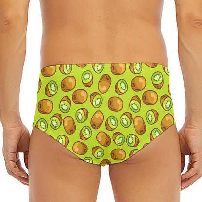 Cute Kiwi Pattern Print Men's Triangle Swim Briefs