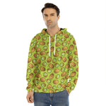 Cute Kiwi Pattern Print Men's Velvet Pullover Hoodie