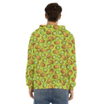 Cute Kiwi Pattern Print Men's Velvet Pullover Hoodie