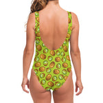Cute Kiwi Pattern Print One Piece Swimsuit