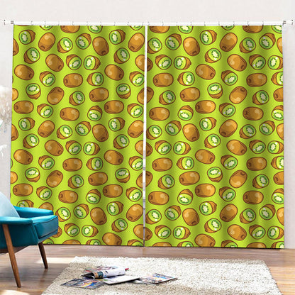 Cute Kiwi Pattern Print Pencil Pleat Curtains