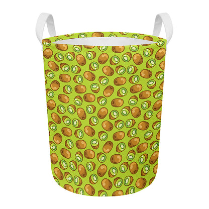 Cute Kiwi Pattern Print Round Laundry Basket
