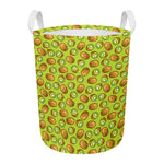 Cute Kiwi Pattern Print Round Laundry Basket