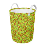 Cute Kiwi Pattern Print Round Laundry Basket