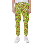 Cute Kiwi Pattern Print Scuba Joggers