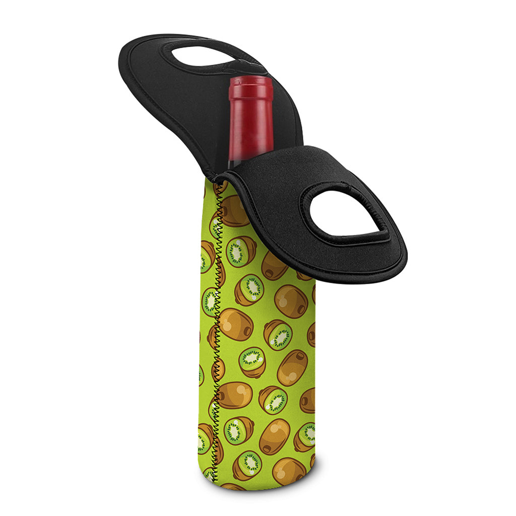 Cute Kiwi Pattern Print Single Neoprene Wine Tote