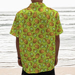 Cute Kiwi Pattern Print Textured Short Sleeve Shirt
