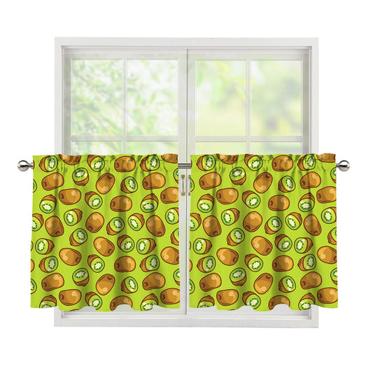 Cute Kiwi Pattern Print Tier Curtains