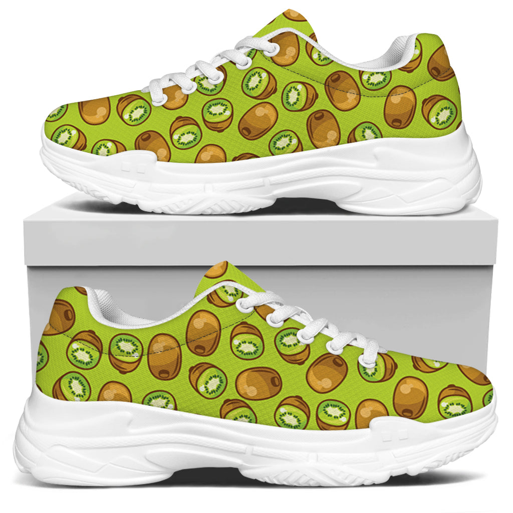 Cute Kiwi Pattern Print White Chunky Shoes