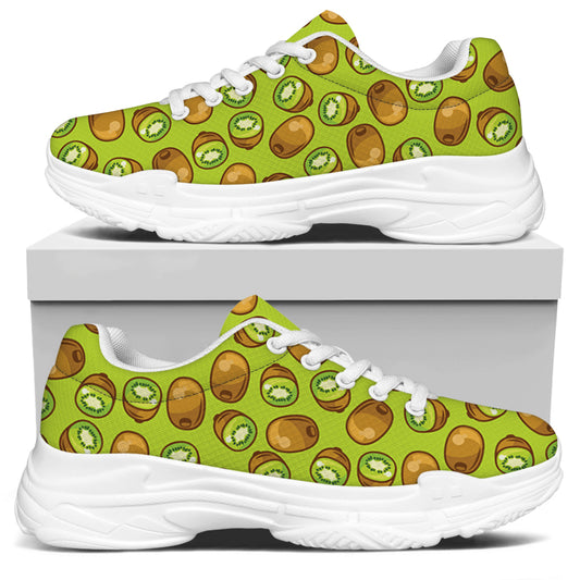Cute Kiwi Pattern Print White Chunky Shoes