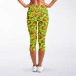 Cute Kiwi Pattern Print Women's Capri Leggings