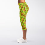 Cute Kiwi Pattern Print Women's Capri Leggings
