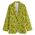 Cute Kiwi Pattern Print Women's Cotton Blazer