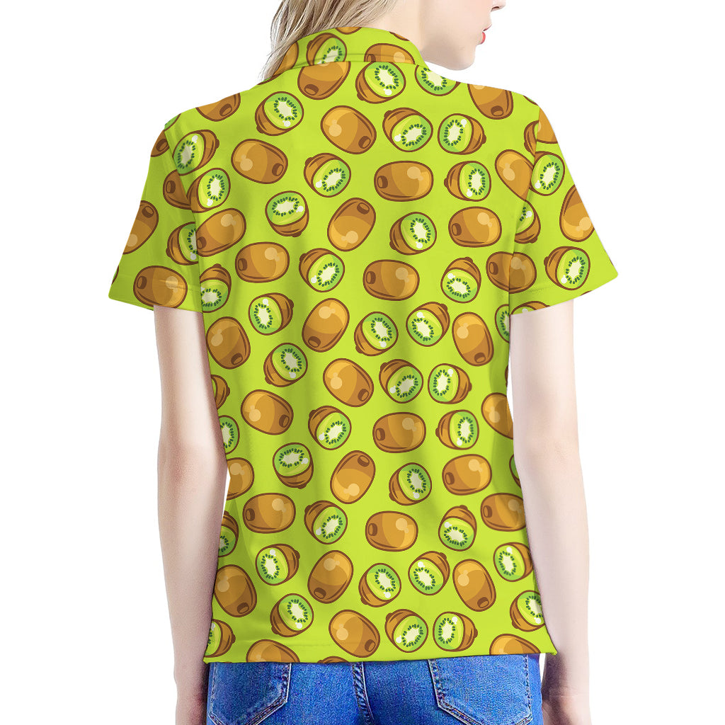 Cute Kiwi Pattern Print Women's Polo Shirt