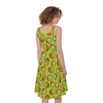 Cute Kiwi Pattern Print Women's Sleeveless Dress