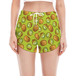 Cute Kiwi Pattern Print Women's Split Running Shorts