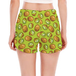 Cute Kiwi Pattern Print Women's Split Running Shorts