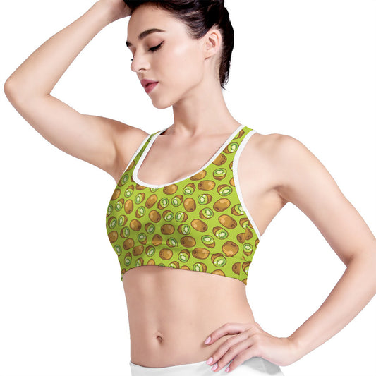 Cute Kiwi Pattern Print Women's Sports Bra