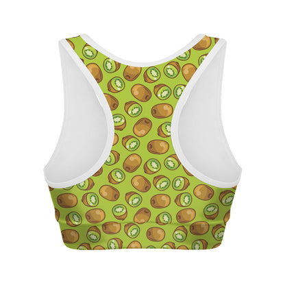 Cute Kiwi Pattern Print Women's Sports Bra