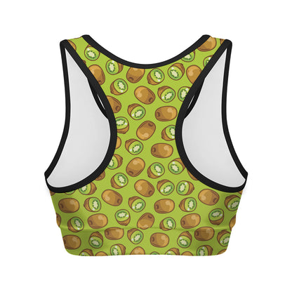 Cute Kiwi Pattern Print Women's Sports Bra