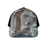Cute Koala Print Black Mesh Trucker Cap