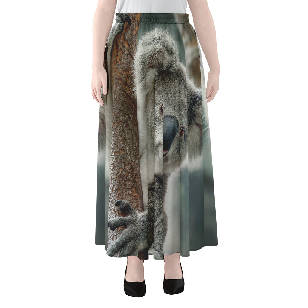 Cute Koala Print Chiffon Maxi Skirt