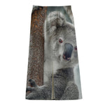 Cute Koala Print Cotton Front Slit Maxi Skirt