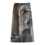 Cute Koala Print Cotton Front Slit Maxi Skirt