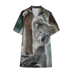Cute Koala Print Cotton Hawaiian Shirt