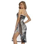 Cute Koala Print Cross Back Cami Dress